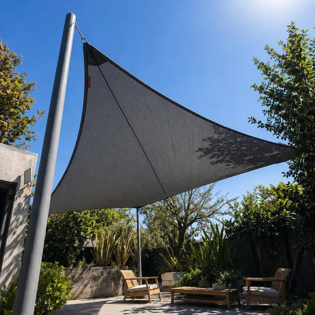 Toldo Vela XS 7,5 × 6,5 m | Solo Vela + Tensión Inox | 40 m² de Sombra