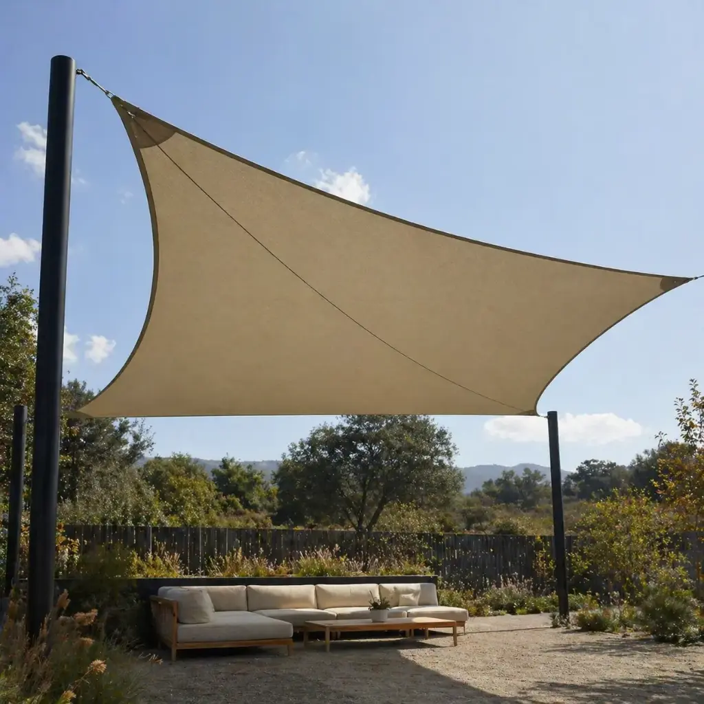 Toldo Vela L 10 × 10 m | Solo Vela + Tensión Inox | 85 m² de Sombra