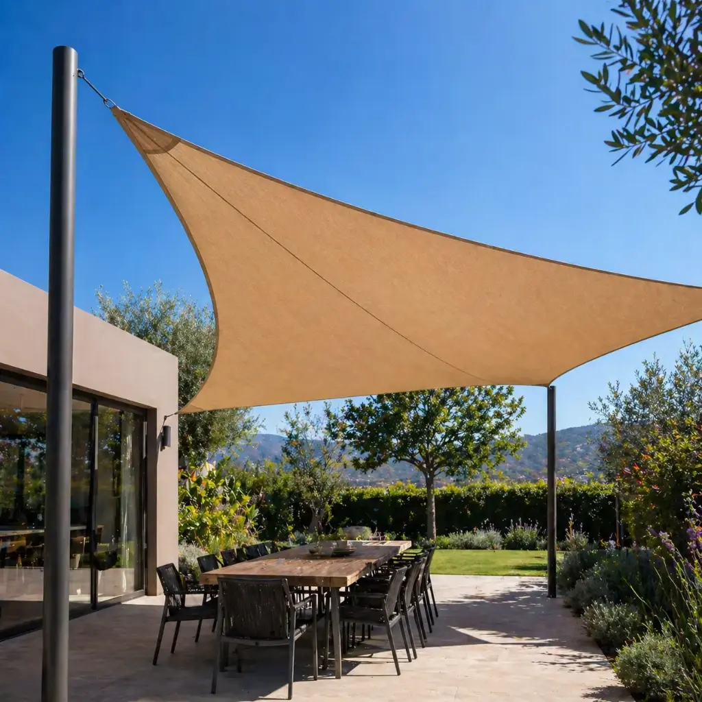 Toldo Vela M 7 × 9 m | Solo Vela + Tensión Inox | 52 m² de Sombra