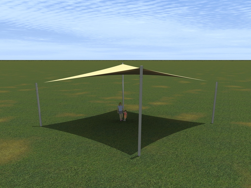 Kit Toldo Vela L 10 × 10 m | Vela + Tensión Inox + Pilares Galvanizados | 50 m² de Sombra