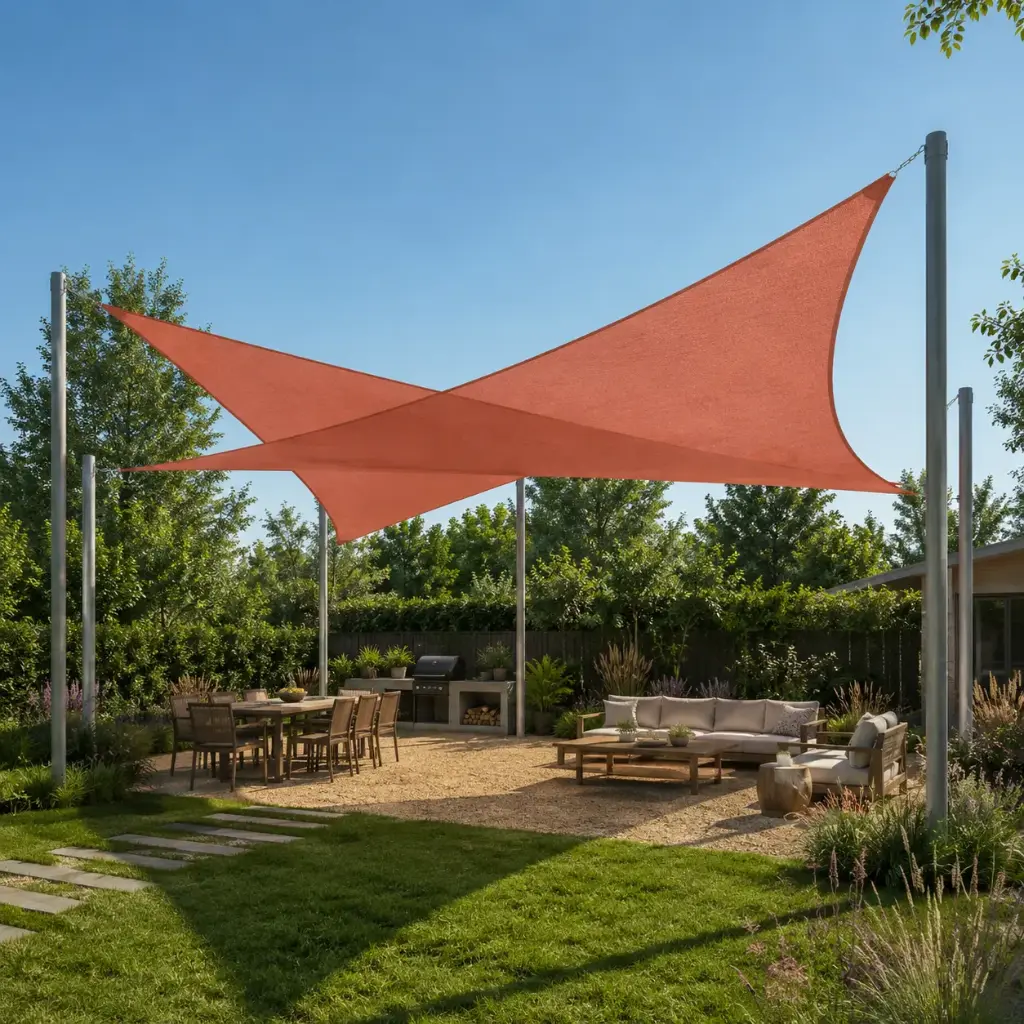 Kit 2 Toldos Vela L 12 × 12 m | 2 Velas + Tensión Inox + 6 Pilares Galvanizados | 120 m² de Sombra