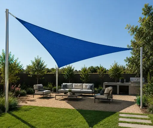 Kit Toldo Vela L 10 × 10 m | Vela + Tensión Inox + Pilares Galvanizados | 50 m² de Sombra
